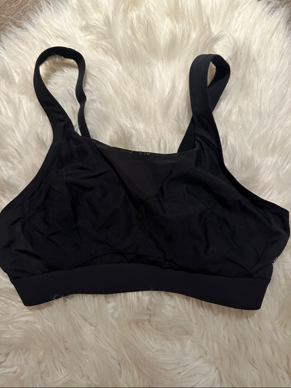 Athleta Wireless Black Sports Bra with Wide Support Straps